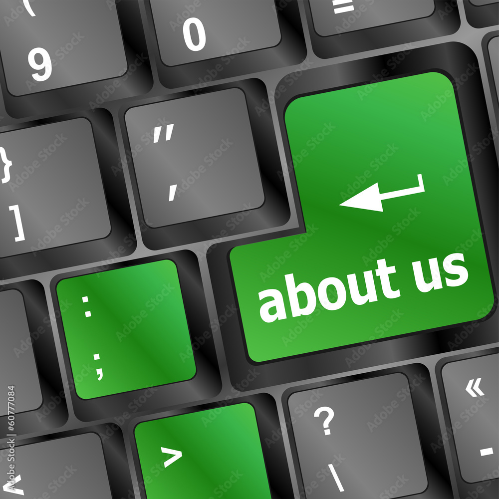 Aufkleber about us message on keyboard enter key