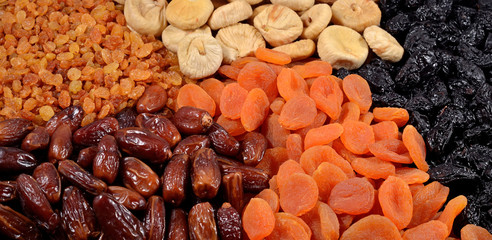 Various dried fruits background