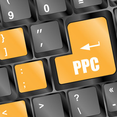 PPC (Pay Per Click) Concept. Button on Modern Computer Keyboard