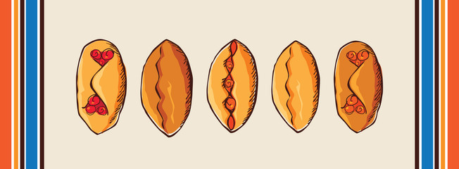 pies on a napkin vector illustration