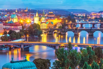 Foto auf Acrylglas Abendlandschaft von Prag, Tschechien © Scanrail