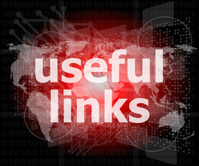 SEO web design concept: useful links on digital background