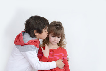 Beautiful boy and girl - unwanted kiss -first love