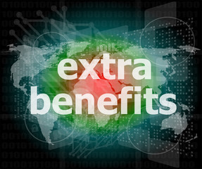 extra benefits slogan poster concept. Financial support message