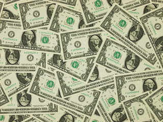 A Pile of One Dollar Bills as a Money Background