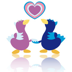 Cartoon ducks on white background vector