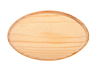 oval wooden plate on a white background