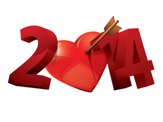 2014. Year of love. Heart typography. 2014 love typography.