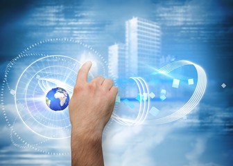 Composite image of hand pointing