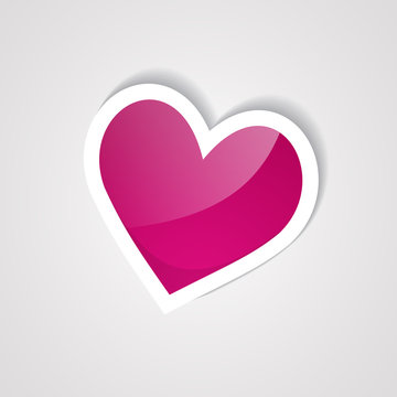 pink heart sticker on the white background