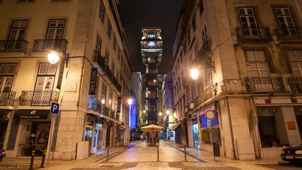 Santa Justa elevator at night, Lisbon.