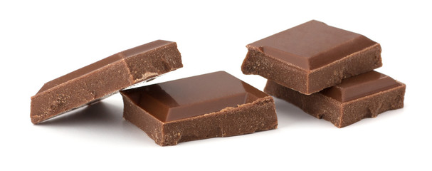 Chocolate bars stack isolated on white background