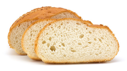 Slices of bread isolated on white background