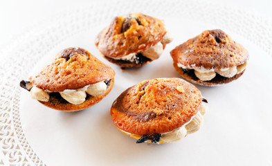 chocolate cakes with cream