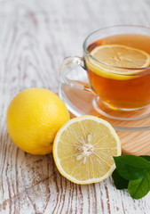 Tea and lemon slice