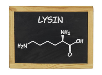 chemische Strukturformel von Lysin auf einer Schiefertafel