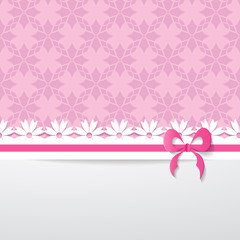 background with a pattern, a paper ribbon and a white space