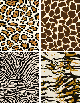 Wild animal skins, seamless vector patterns