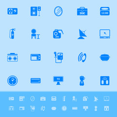 House related color icons on blue background