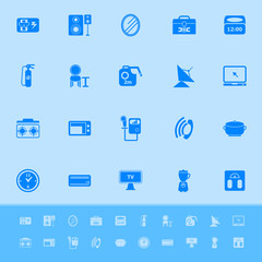 House related color icons on blue background