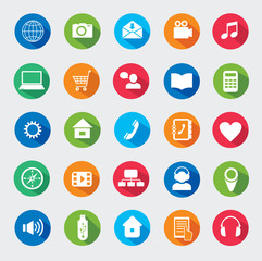 Modern media design elements. Flat icons.