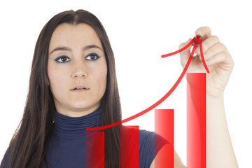 Young businesswoman drawing a graph