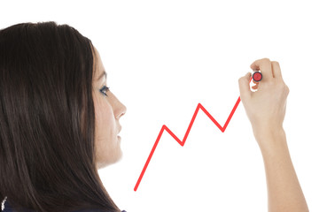Young businesswoman drawing a graph