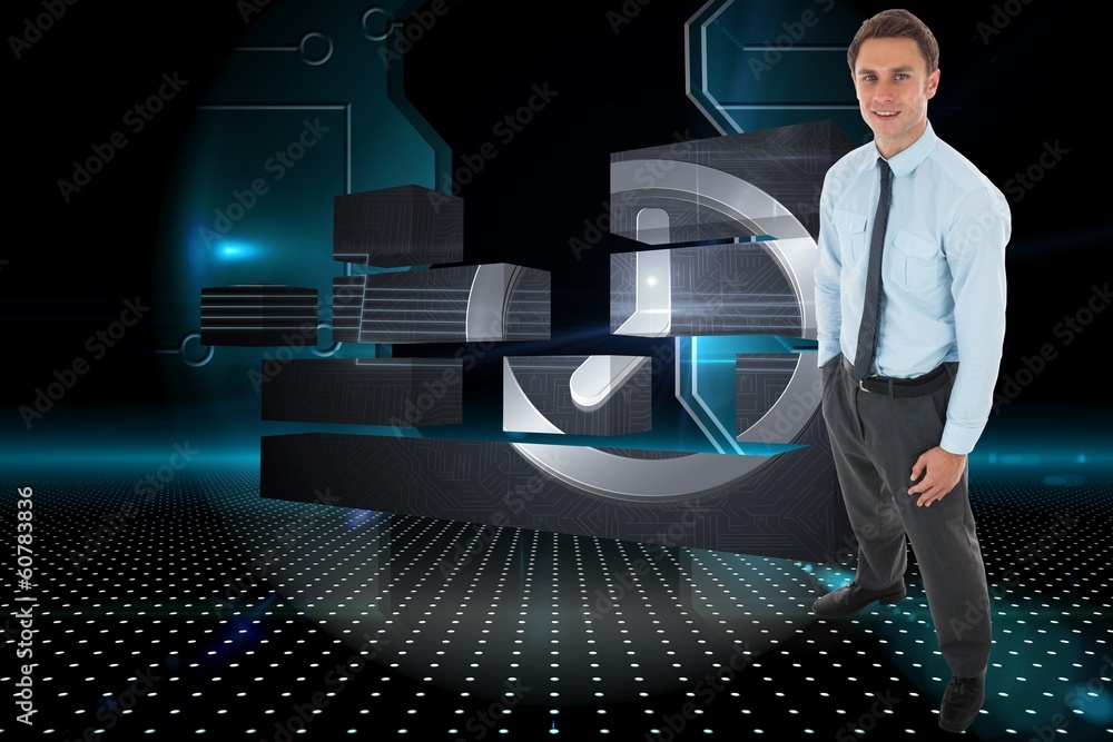 Aufkleber composite image of happy businessman standing with hand