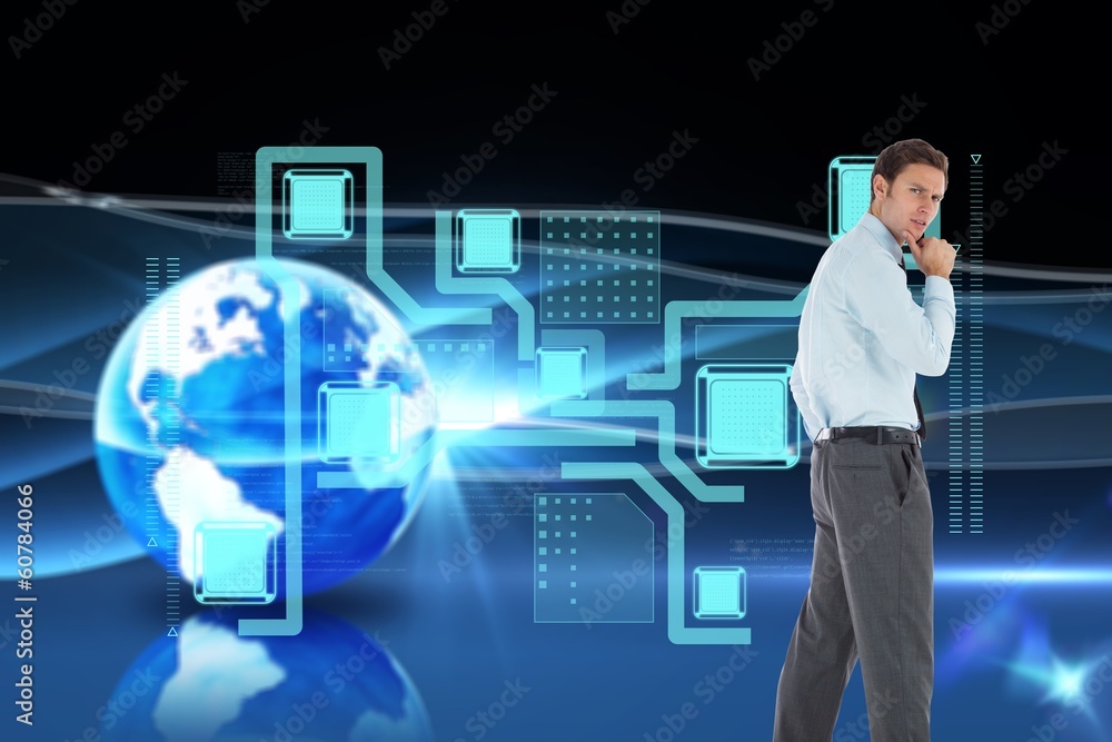 Aufkleber composite image of thoughtful businessman with hand on chin