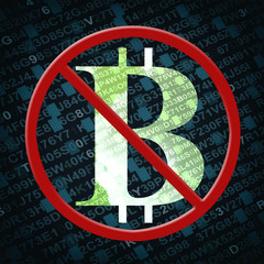 Bit coin currency symbol with numbers and letters on background
