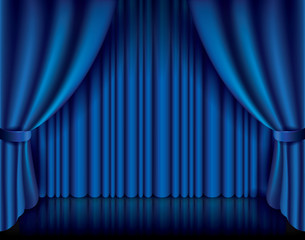 Blue curtain vector illustration