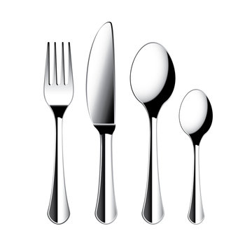 Fork, knife and spoon cutlery isolated vector