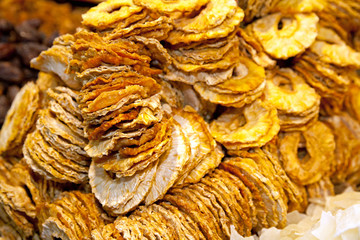 Essen, getrocknete Ananas in scheiben