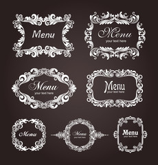 Set of vintage frames on the chalkboard.