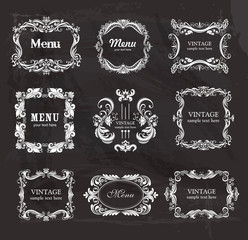 Set of vintage frames on the chalkboard.