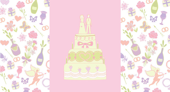 wedding card, with a repeating pattern