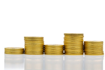 stacked coins and downs