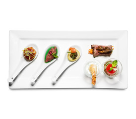 assorted cold appetizers (white background)