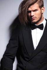 cutout picture of an elegant young fashion man with long hair