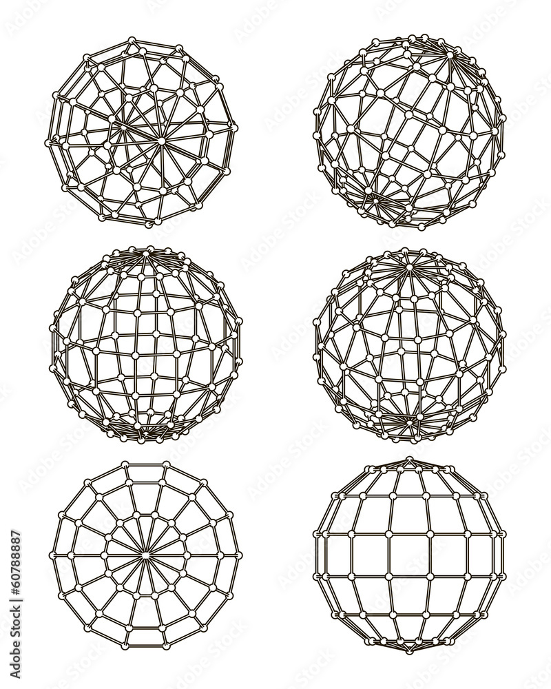 Poster wire-frame elements in the form of sphere