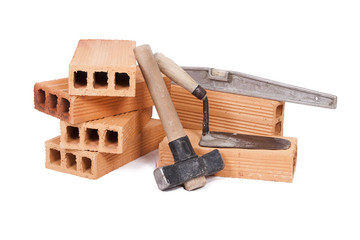 construction bricks isolated on white background, construction