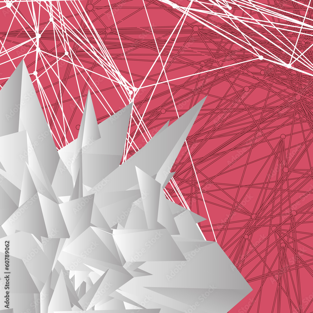 Poster modern geometric triangular shapes on pink background