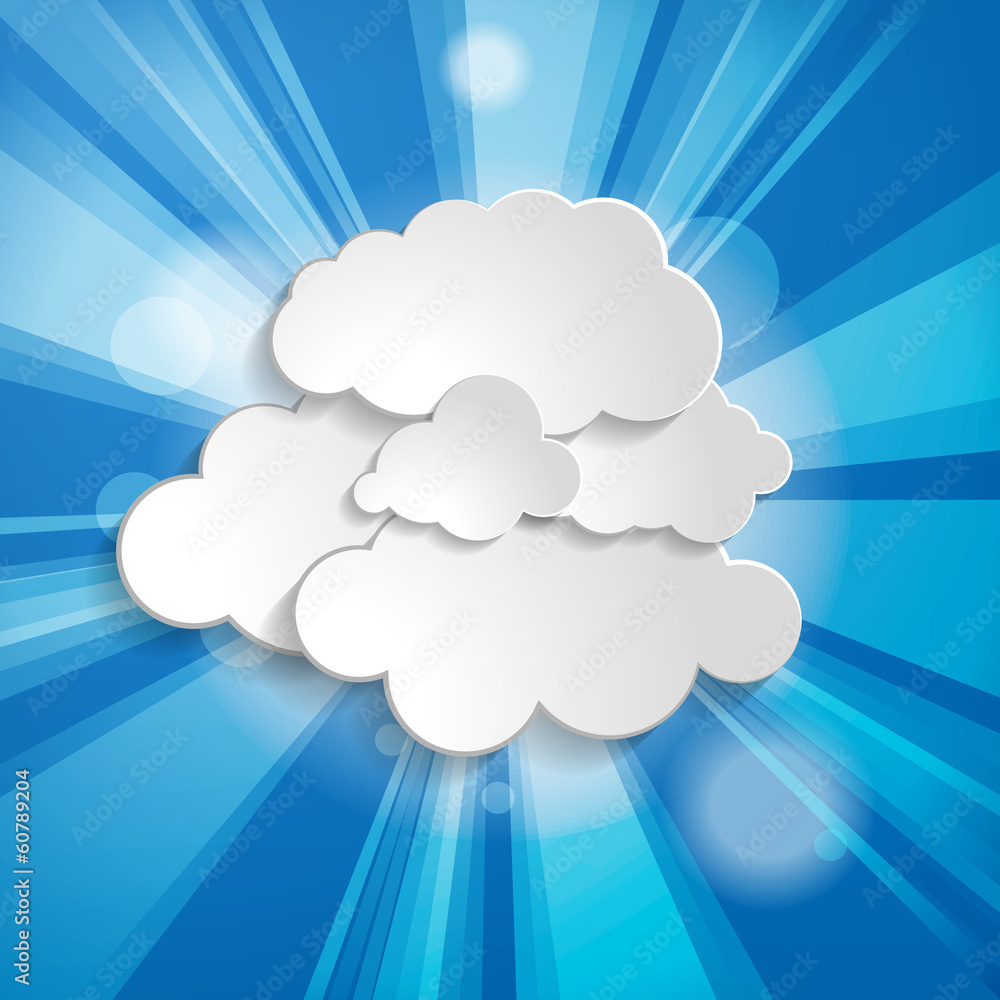 Poster abstract background with sun rays and clouds