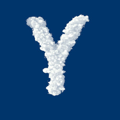 Clouds in shape of letter Y on a blue background