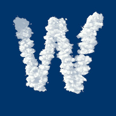 Clouds in shape of letter W on a blue background
