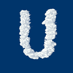 Clouds in shape of letter U on a blue background