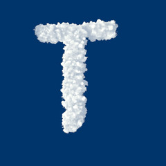 Clouds in shape of letter T on a blue background