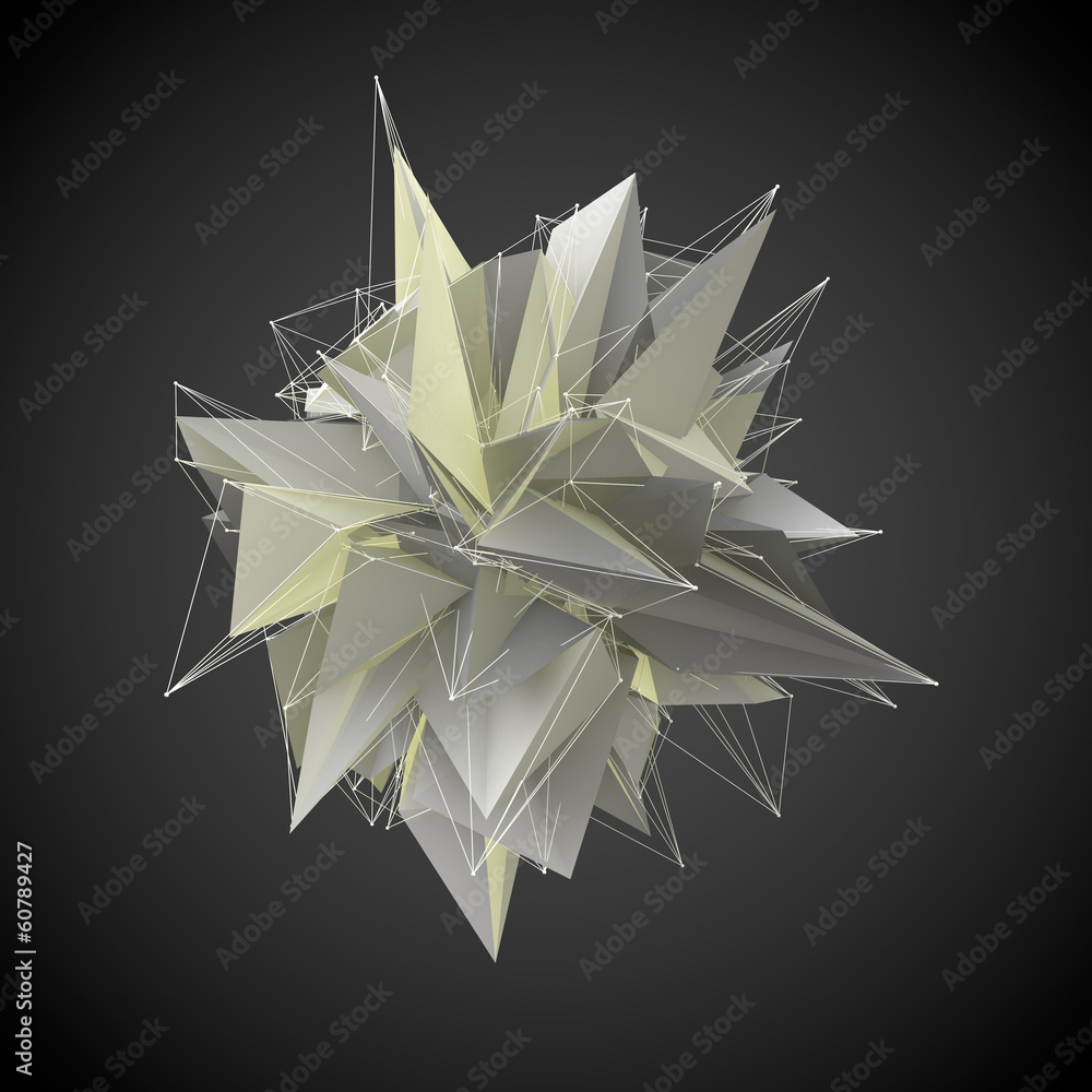 Poster abstract yellow modern triangular shape on a black background