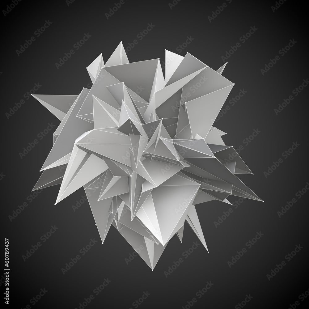 Poster abstract grey triangular shape on a black background