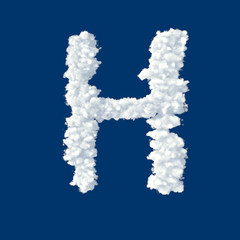 Clouds in shape of letter H on a blue background